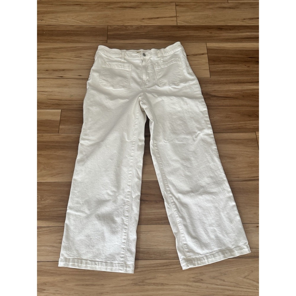 Madewell Wide Leg Crop Front Pockets White Denim Jeans size 32 Emmet Style